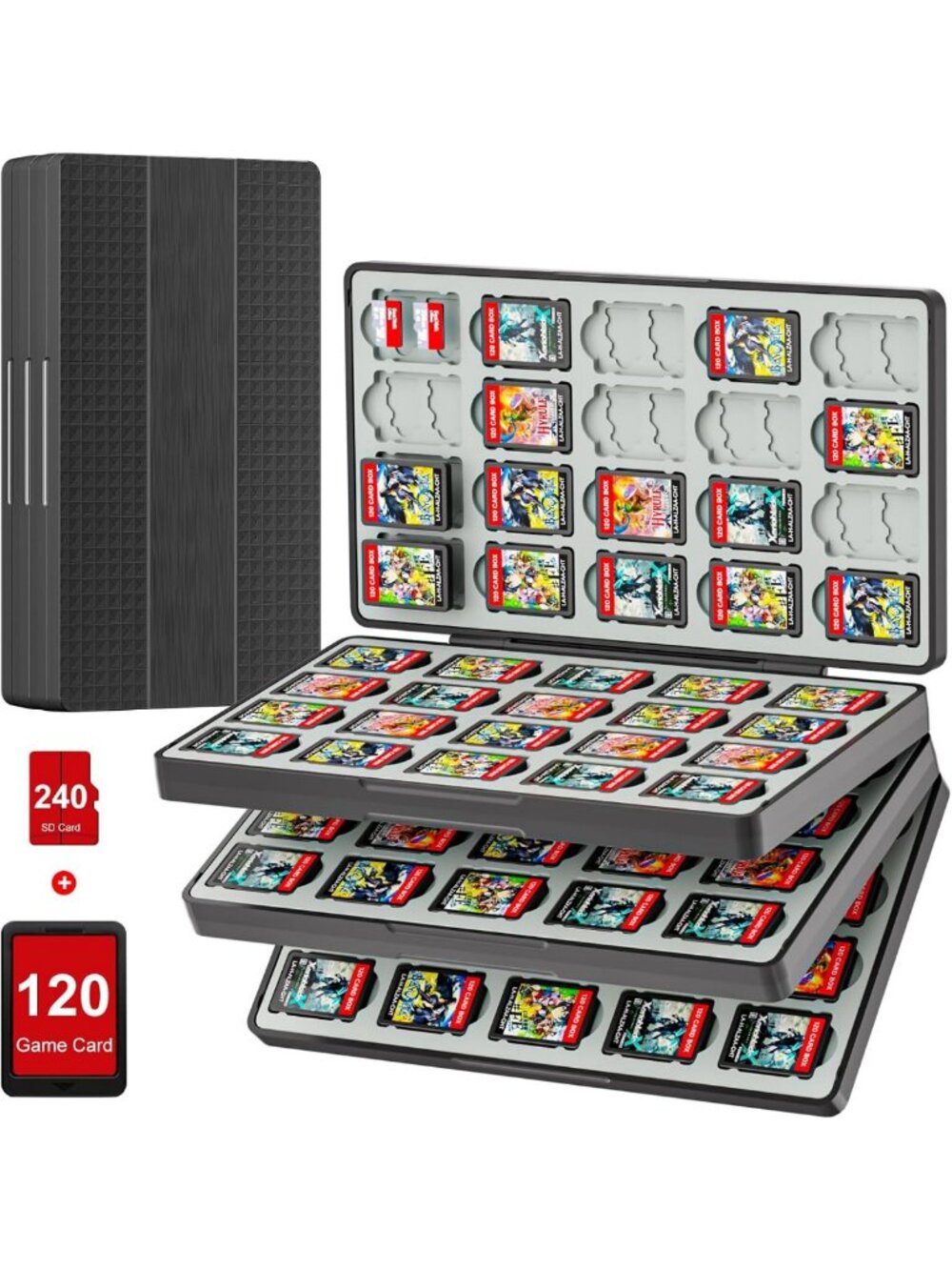 Portable Nintendo Switch Game Case with 120 Slots & 240 Micro SD Storage